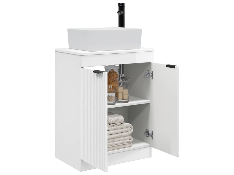 Meuble de salle de bain avec évier blanc brillant shl997 - Conforama C