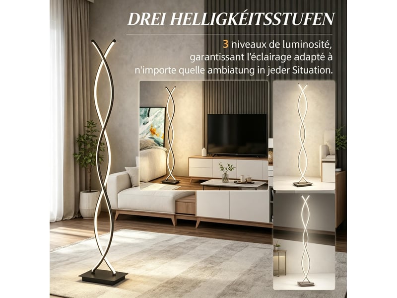  Lampadaire led 35x20x140 cm double spirale noir  - Conforama D