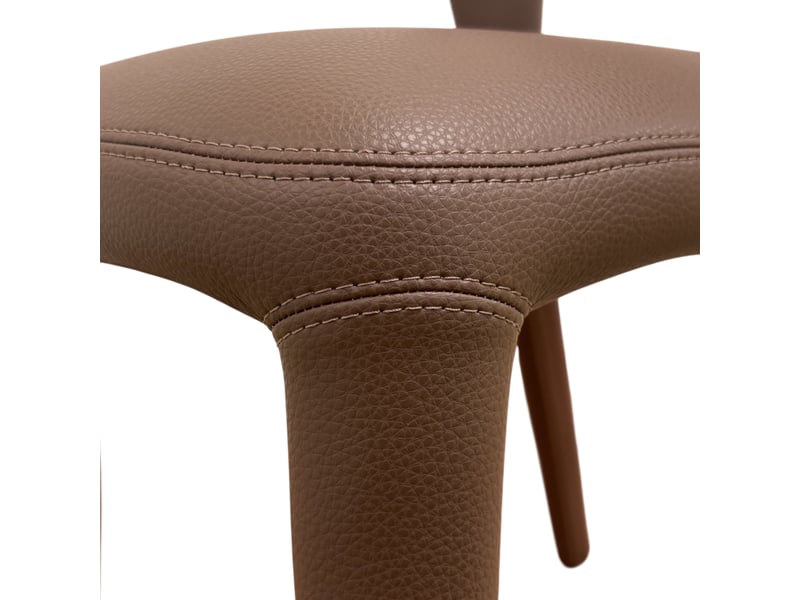  Lot de 4 chaises rembourrées en similicuir couleur marron  - Conforama D