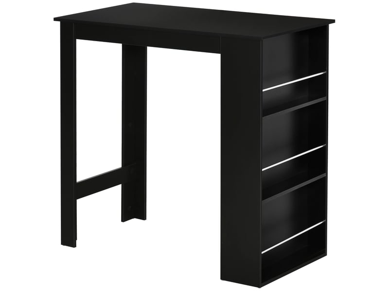  Table haute de cuisine avec 3 étagères en bois, style bar et cuisine moderne, 112 x 57 x 106 cm, noire  - Conforama A
