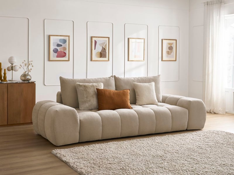  Bobochic canapé droit fixe 3 places everest tissu texturé taupe EVEREST - Conforama B
