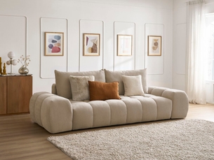 Canapé droit fixe BOBOCHIC EVEREST 3 places Tissu taupe