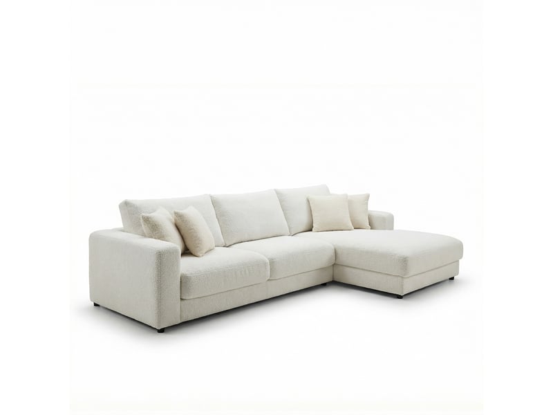  Canapé venezia laine bouclée angle d blanc cassé 5 pl 3CA56.AS.5A.D.01 - Conforama D