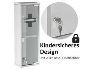 Armoire à pharmacie en acier inoxydable argenté, verre dépoli, 20x12x58 cm, maison et bureau