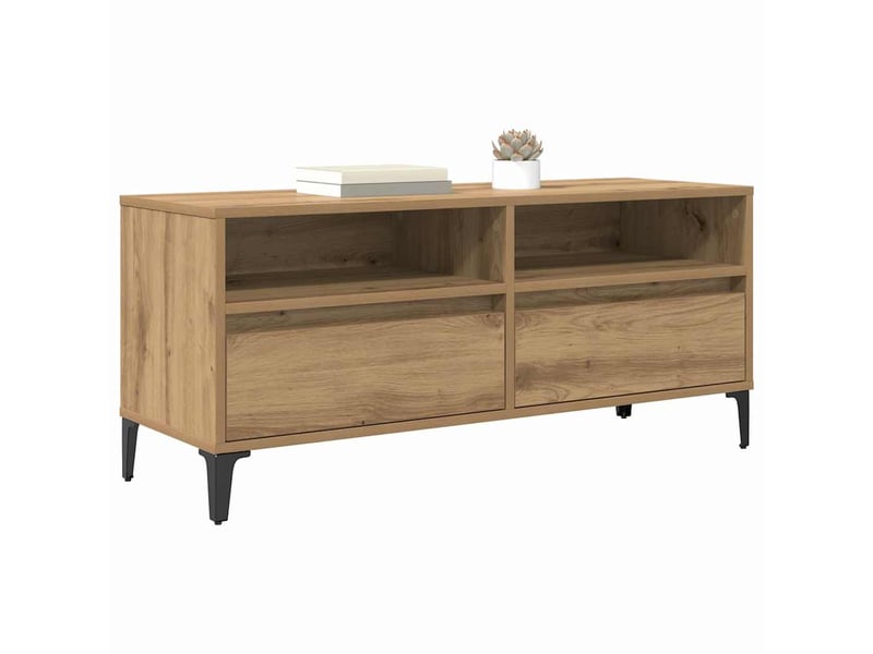  Meuble tv - banc tv - meuble de rangement 100 x 34,5 x 44,5 cm chêne artisanal  - Conforama C