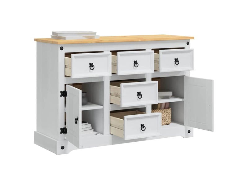  Coffre de rangement, boîte de rangement corona blanc 112x40x75 cm pin massif  - Conforama C