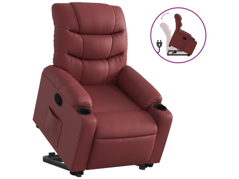  Fauteuil inclinable, fauteuil relax salon rouge bordeaux similicuir shl46361  - Conforama A