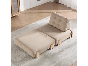 Fauteuil convertible 1 place - 90x86x84cm - chauffeuse pliable en lit d'appoint tissu velours côtelé et bois - kaki