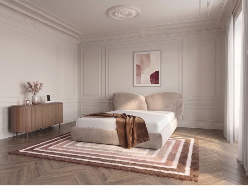  Bobochic lit bas danae tissu velours lisse beige 140x190 DANAE - Conforama C