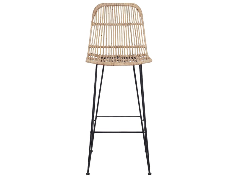  Lot de 2 tabouret de bar, chaise de bar naturel 44x55x109 cm rattan et acier  - Conforama E