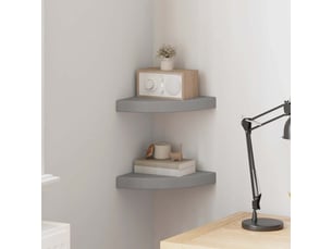 Lo de 2 étagère d'angle flottante gris 25x25x3,8 cm mdf