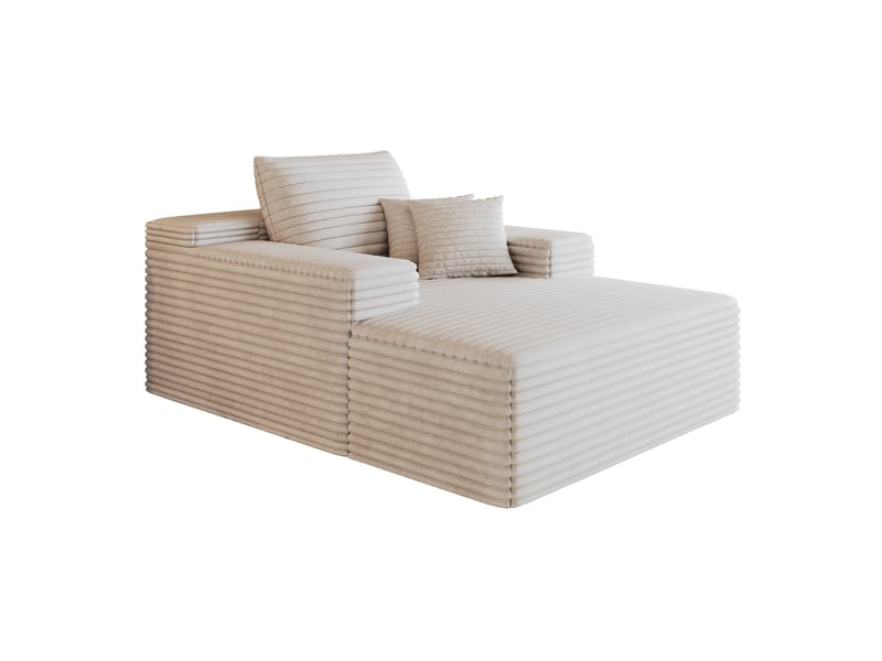  Méridienne en tissu côtelé avec assise profonde et structure en mousse, sans montage, pour salon, blanc  - Conforama A