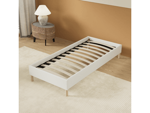 Sommier tapissier déco 90x190 cm NOVEMBER SLEEP Alya blanc crème 