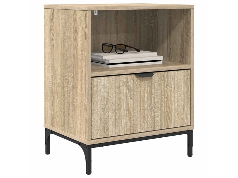  Vidaxl table chevet 2 pièces chêne sonoma bois 2 tiroirs étagère rangement noir meuble 49x36x61cm salon  - Conforama C