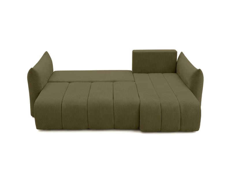 Canapé d'angle lysia mini réversible et convertible en velours côtelé - vert kaki LYSIA - Conforama B