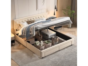 Lit coffre 180x200 cm <strong>BRILVERDE </strong>  <strong></strong> coloris beige