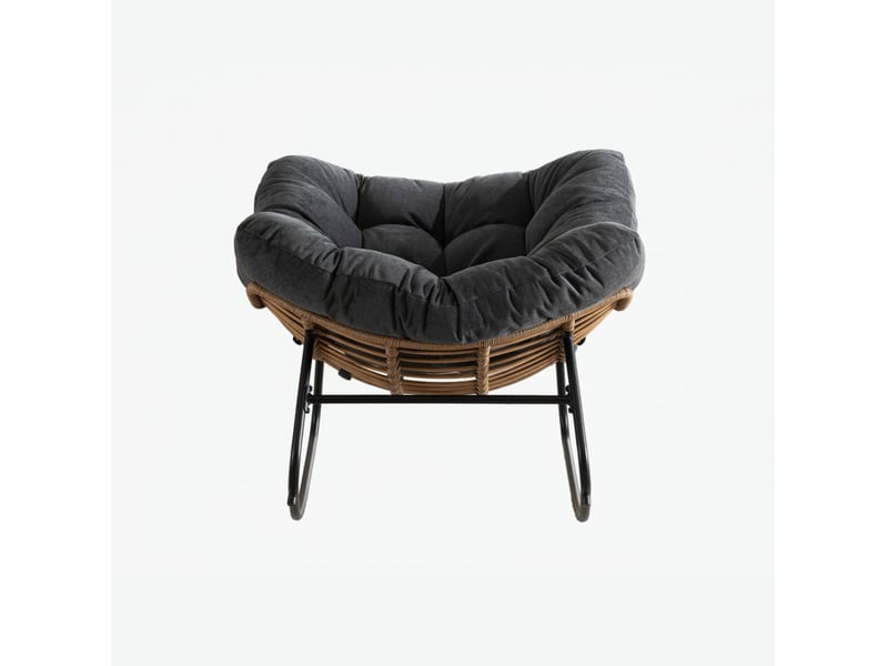  Fauteuil à bascule en chenille noir 98x102x77 cm  - Conforama D