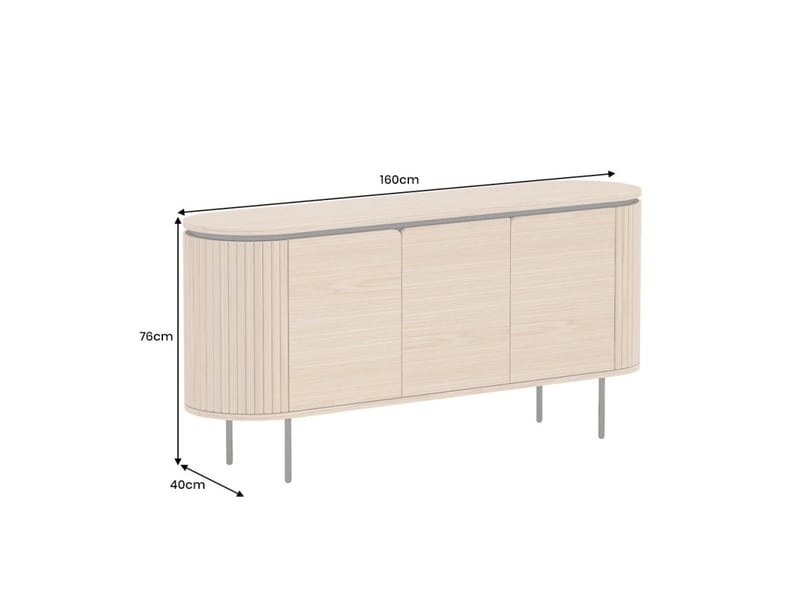 Buffet 160 cm 3 portes chêne clair et noir – collection sören - Conforama D
