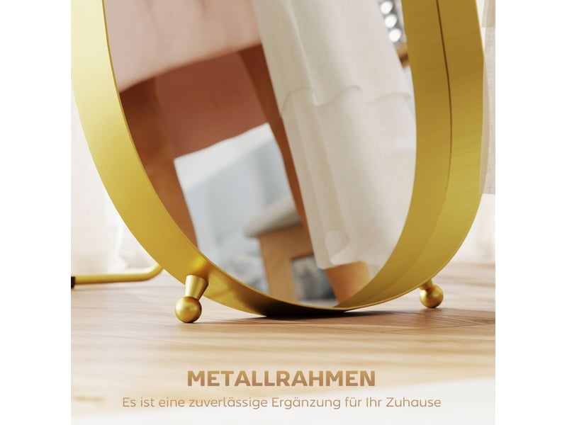  Miroir sur pied 160 x 50 cm avec cadre en métal doré, inclinable et autonome, idéal pour chambre ou salon élégant  - Conforama D