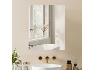 Armoire avec miroir en bois rangement salle de bain fermeture porte tampon mdf