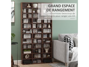 Rangements pour cd et dvd, étagère rangement, 36 compartiments et étagères réglables, capacity max. 1116 cd528 dvd