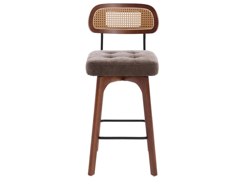  Lot de 2 tabourets de bar pivotant à 360°, tabourets de cuisine et petit-déjeuner avec dossier en rotin, marron, chenille  - Conforama A