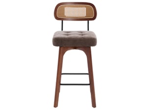 Lot de 2 tabourets de bar pivotant à 360°, tabourets de cuisine et petit-déjeuner avec dossier en rotin, marron, chenille