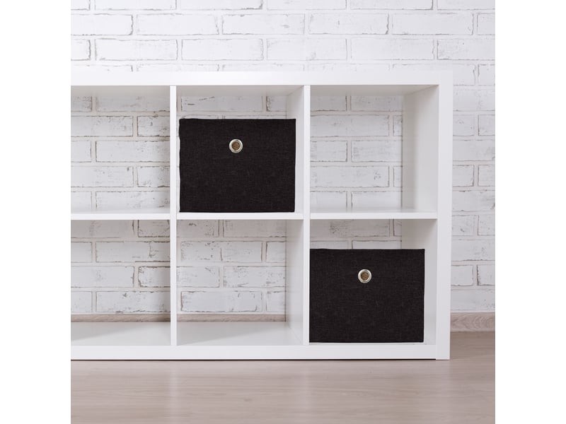  Lot de 2 boîtes de rangement décoratives en tissu pliables 16 x 20,5 x 25 cm en lin gris 13_0013756  - Conforama B