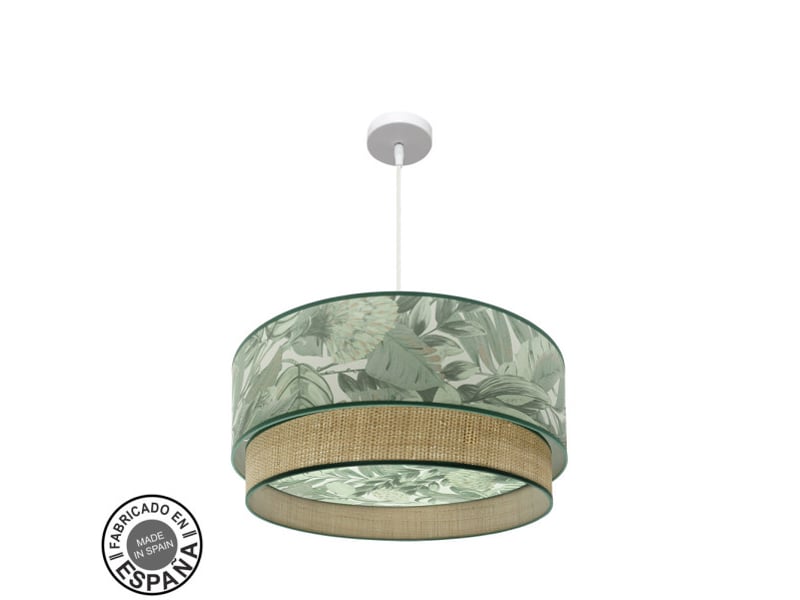  Suspension fabrilamp congo blanc vert naturel 3 x e27 ø 60 cm 224996001 - Conforama A