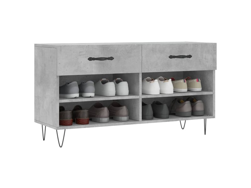  Banc à chaussures, meuble à chaussures gris béton 102x35x55 cm bois d'ingénierie shl5700  - Conforama C