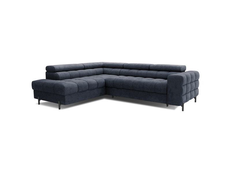  Canapé d'angle gauche convertible bleu foncé 5 places ferrum grand format 276x93x200cm  - Conforama E