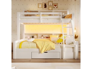 Lit superposé 90x200 cm <strong>ZOVIRA</strong>  <strong></strong> coloris blanc