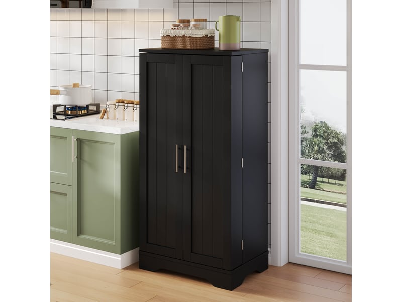  Meuble de cuisine muvano, armoire de cuisine noire 2 portes avec led, 60 x 40 x 120 cm  - Conforama C