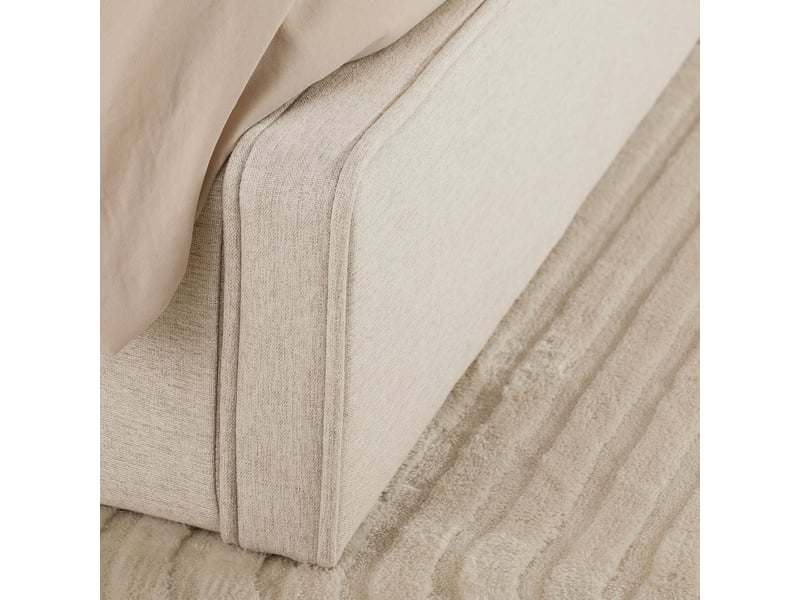 Lit simple belarti 120 x 190 cm rembourré, revêtement en tissu - beige - Conforama D