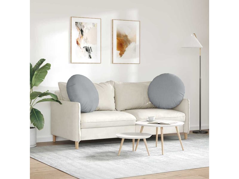  Lot de 2 coussins de siège, coussins décoratifs tissu gris clair ø60 x 21 cm cf59826  - Conforama D
