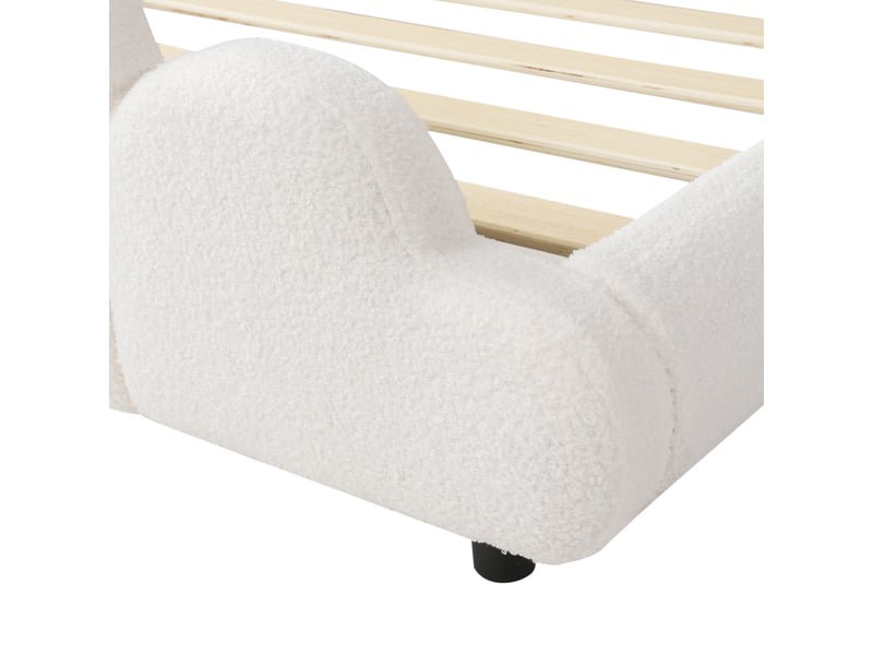  Lit 90 x 200 cm en tissu bouclette avec tête de lit arrondie - beige C-CRAFTLINK - Conforama E