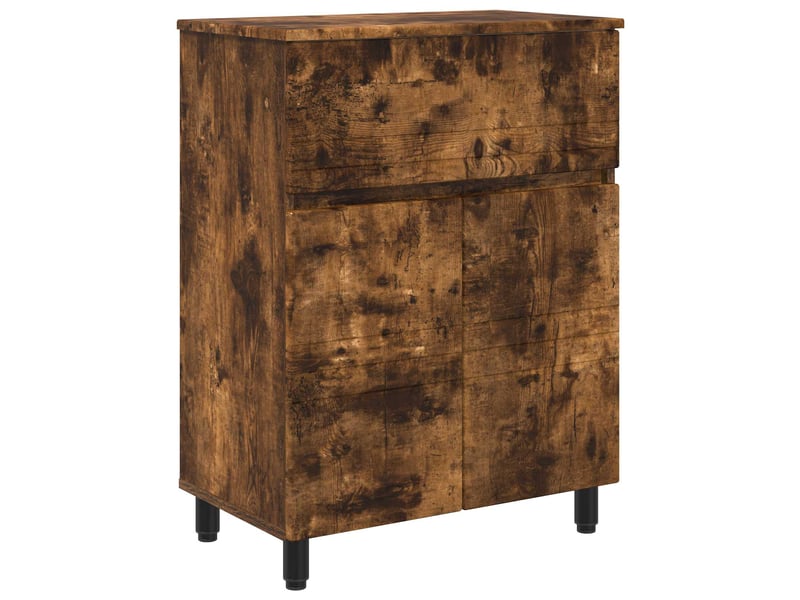  Unité de vanité de salle de bain, meuble de rangement chêne fumé 60x35x80 cm  - Conforama A