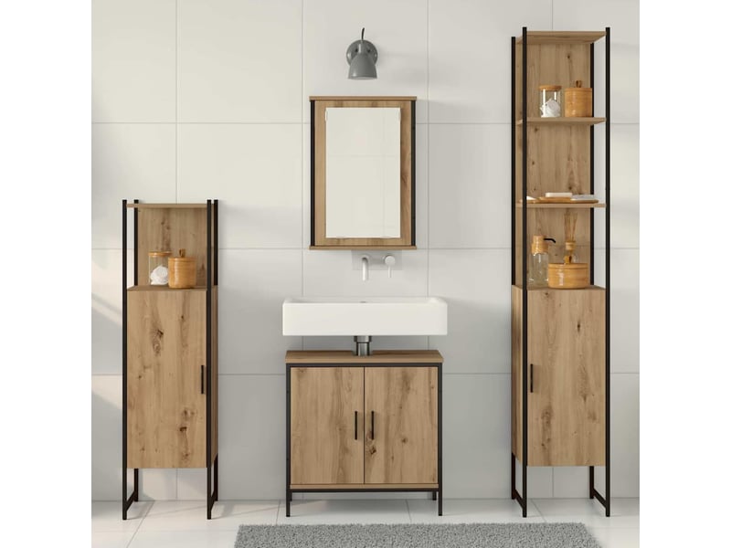 Ensemble de mobilier de salle de bain 4 pc marron cf64527 - Conforama D
