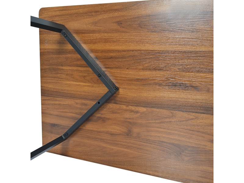 Table de salle à manger rectangulaire en mdf avec piètement métal 117×68×75 cm noir et noyer  - Conforama C
