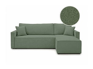 Canapé d'angle réversible convertible LOUNGITUDE FARAH 4 places Tissu bouclette Vert