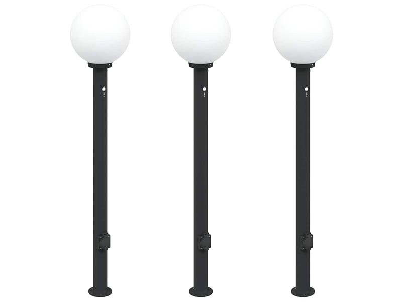  Lot de 3 borne lumineuse avec détecteur et prise 120 cm noir ip44  - Conforama A
