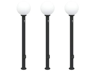 Lot de 3 borne lumineuse avec détecteur et prise 120 cm noir ip44