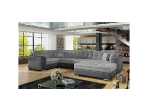 Canapé droit convertible MEUBLER DESIGN  7 places Tissu blanc