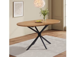 Table à manger ovale 120x80x75,5 cm pieds métalliques mdf naturel