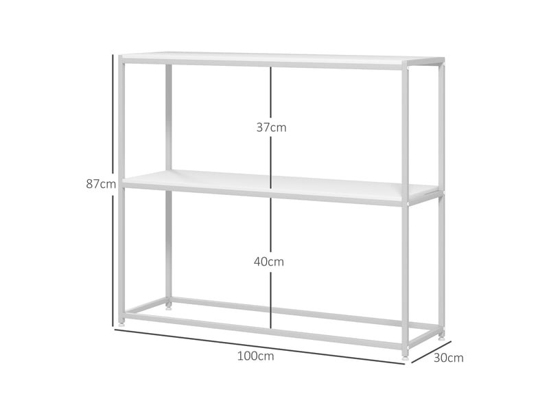  Table console en acier 2 étagères design moderne pour salon entrée couloir blanc 100 x 30 x 87 cm  - Conforama C