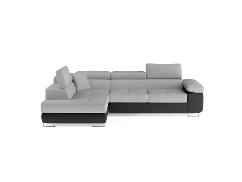 Canapé d'angle convertible menton gris clair et gris foncé – angle gauche avec coffre - Conforama A