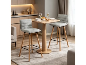 Tabourets de bar lot de 2 avec siège rembourré, dossier intégré et repose-pieds pour cuisine et comptoir