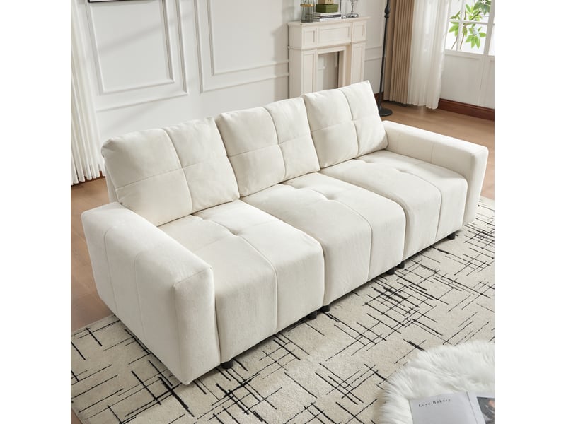  Canapé modulable 3 places 213x94x84 cm avec fonction couchage coloris beige  - Conforama E
