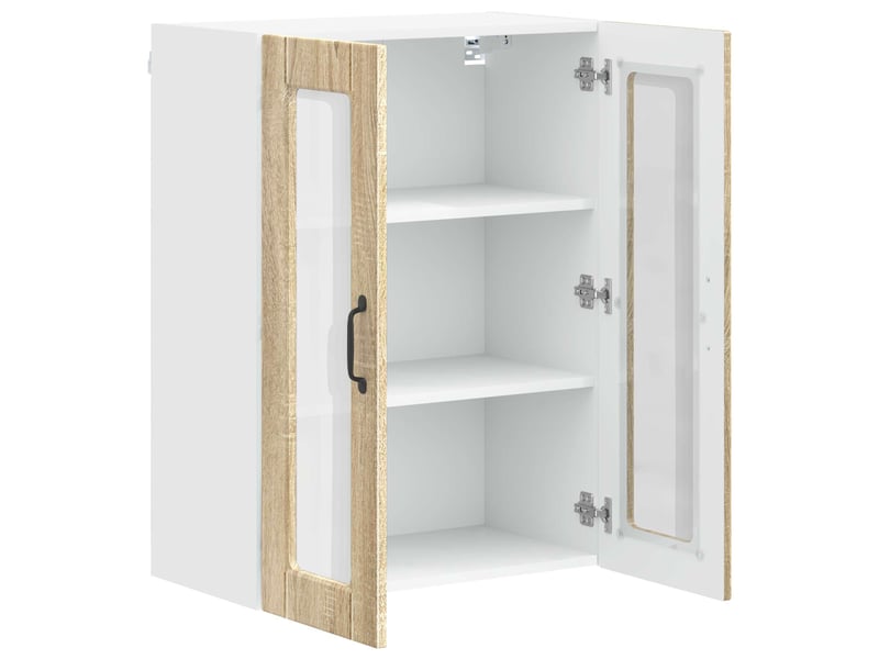  Meuble mural de cuisine, cabinet en verre mural chêne sonoma 60x31x80cm shl8793  - Conforama E