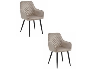 Chaise - leobert - nana - velours beige foncépieds noirs - lot de 2